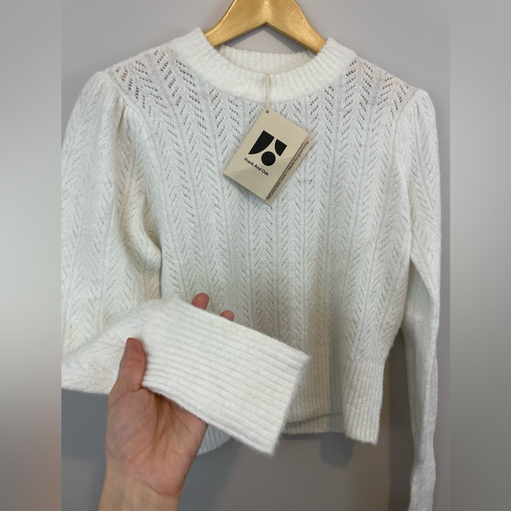 Frank and Oak BNWT white knit sweater